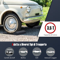 2 Pezzi Tappeto Ferma Ruote, Set di Fermaruote per Parcheggio con Striscia di Avvertimento, Superficie Antiscivolo, 53 x 25,5 x 5 cm