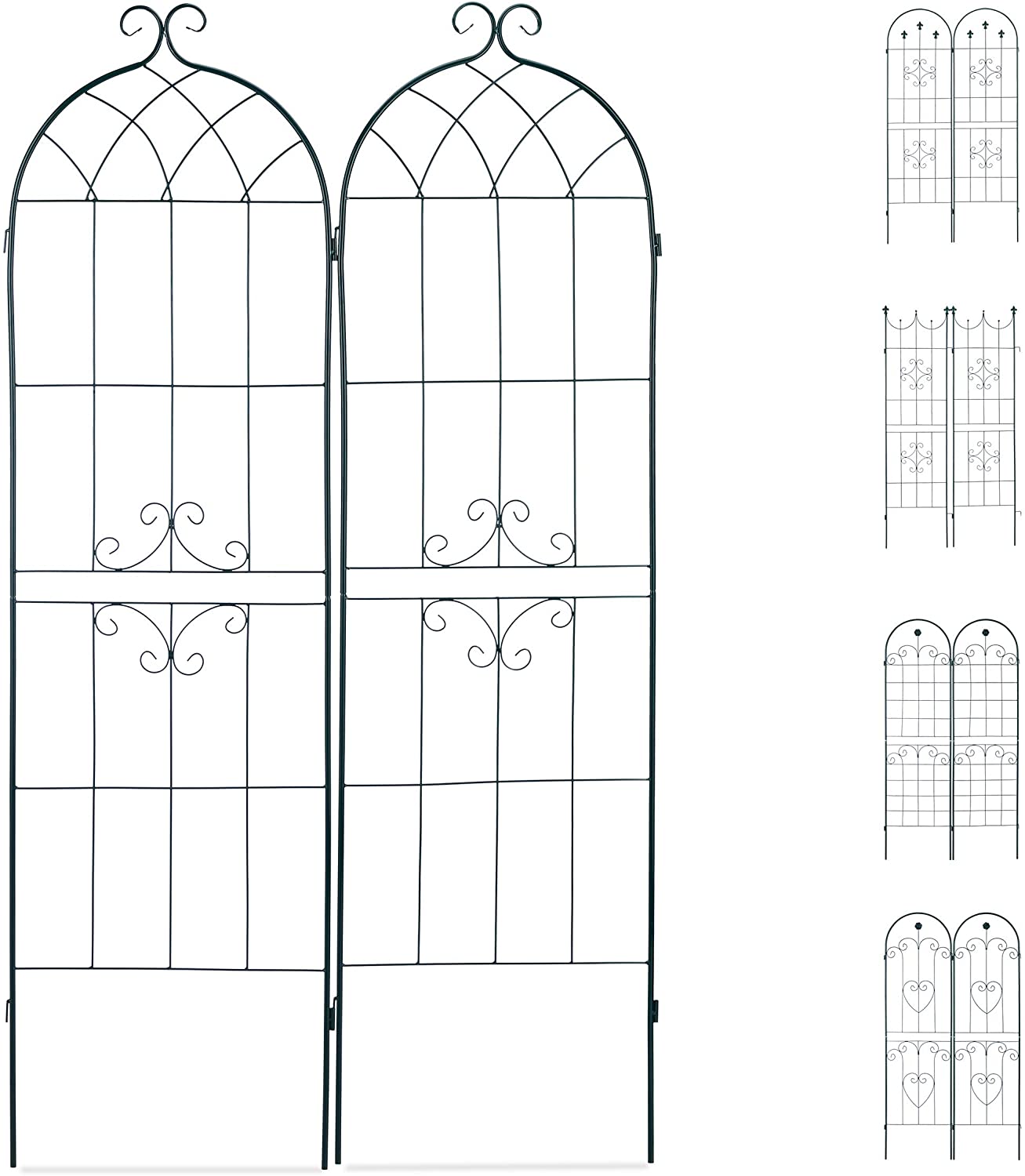 Recinzione a traliccio per piante rampicanti ad arco da giardino in ferro set da 2 verde 13_0002896_5