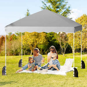 Gazebo Pop-up da Esterno 3 x 3 m, Gazebo Pieghevole con Borsa con Ruote, 8 Picchetti, 4 Ancore, 4 Corde Antivento, 4 Sacchi di Sabbia, Tendone Impermeabile per Eventi Commerciali (Grigio)