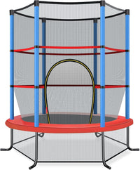 Trampolino Elastico Bambino in Acciaio, Tappeto Elastico Bambini da Esterno e da Interno, con Rete e Cusicnetti Antiscivolo（Blu)