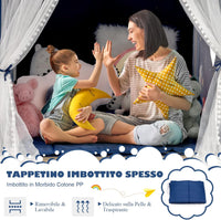 Tenda da gioco per Bambini, Casetta per Bambini da Interno con Tappetino Imbottito Rimovibile, Ideale per Bambini e Bambine, 105 x 121 x 137 cm (Blu)