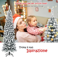 Albero di Natale Innevato 140/180/225 cm, Albero di Natale Artificiale Slim con 242/500/641 Rami Realistici e Folti e Base Pieghevole di Metallo, Apertura a Ombrello (225 cm)