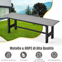 Panchina da Esterno con Sedile HDPE, Panca da Giardino con Telaio in Metallo Verniciato a Polvere, Panchina da Giardino, Parco e Balcone, Portata 300 kg, 120 x 36 x 40,5 cm (Grigio)