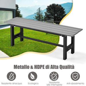 Panchina da Esterno con Sedile HDPE, Panca da Giardino con Telaio in Metallo Verniciato a Polvere, Panchina da Giardino, Parco e Balcone, Portata 300 kg, 120 x 36 x 40,5 cm (Grigio)