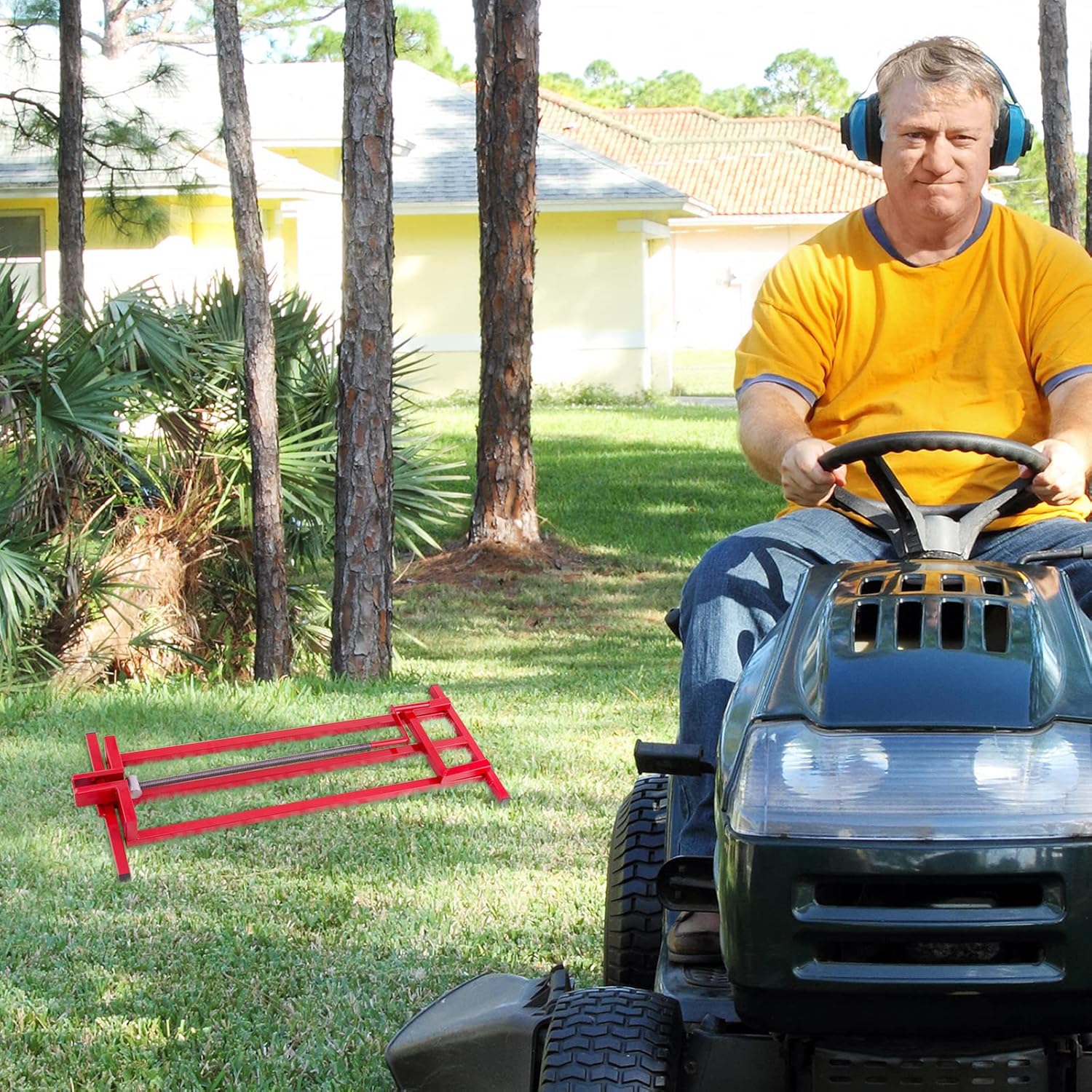 Sollevatore per Rasaerba Sollevamento per Trattore Tagliaerba, Carico Fino a 400 kg (Rosso)