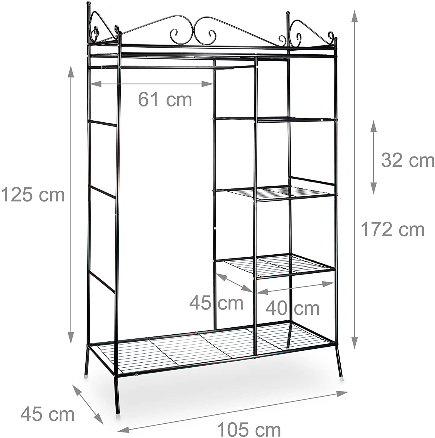Armadio con coperchio 172 cm metallo nero 13_0001960