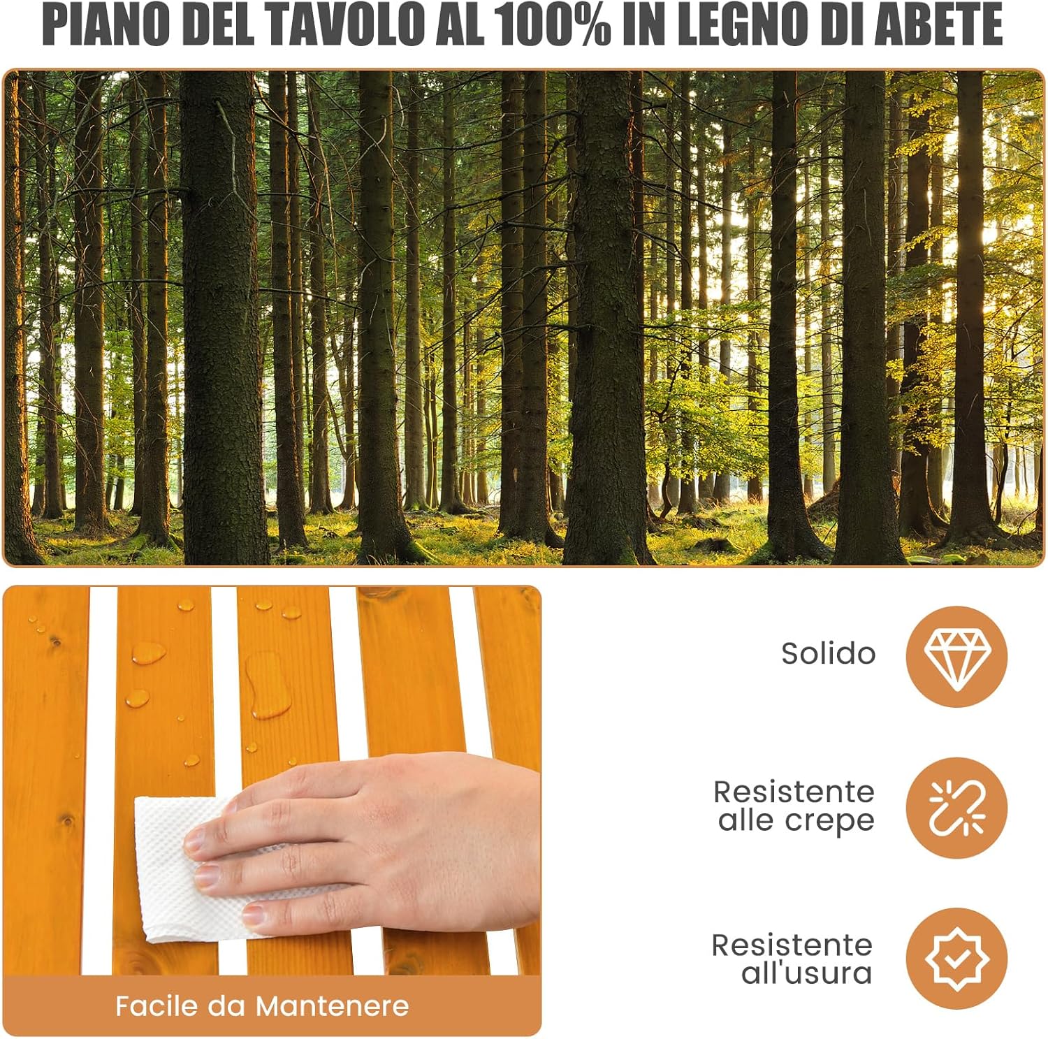Tavolo da Campeggio Pieghevole per Esterni, Tavolo Picnic in Legno con Borsa Portatile, Tavolo da Campeggio Multifunzione per Spiaggia, Picnic, Pesca, Barbecue, 69 x 69 x 42 cm (Naturale)