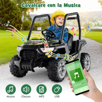 24V Macchina Elettrica per Bambini, UTV Elettrico con Telecomando Cintura di Sicurezza a 3 Punti, 3 Velocità 2,5-4,5 km/h, Partenza Lenta, Veicolo per Bambini di 3-8 Anni (Nero+verde)