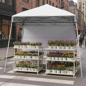 Gazebo Pop-up da Esterno 182 x 182 cm, Gazebo Pieghevole con 1 Parete Laterale, Gambe Inclinabili Regolabili e 4 Picchetti, Tendone Impermeabile per Feste, Campeggio e Picnic (Bianco)