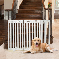 Cancelletto per Cani di Legno Pieghevole, con 3/4 Pannelli e Cuscinetti Antiscivolo, Ideale per Scale e Porta d'Ingresso,151,5 x 89,5 cm (Bianco, 3 Pannelli)