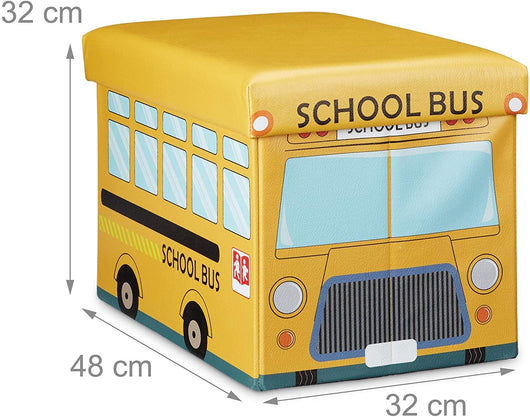Scatola portagiochi sintetica con coperchio, pouf pieghevole per bambini, giallo 13_0000781_4