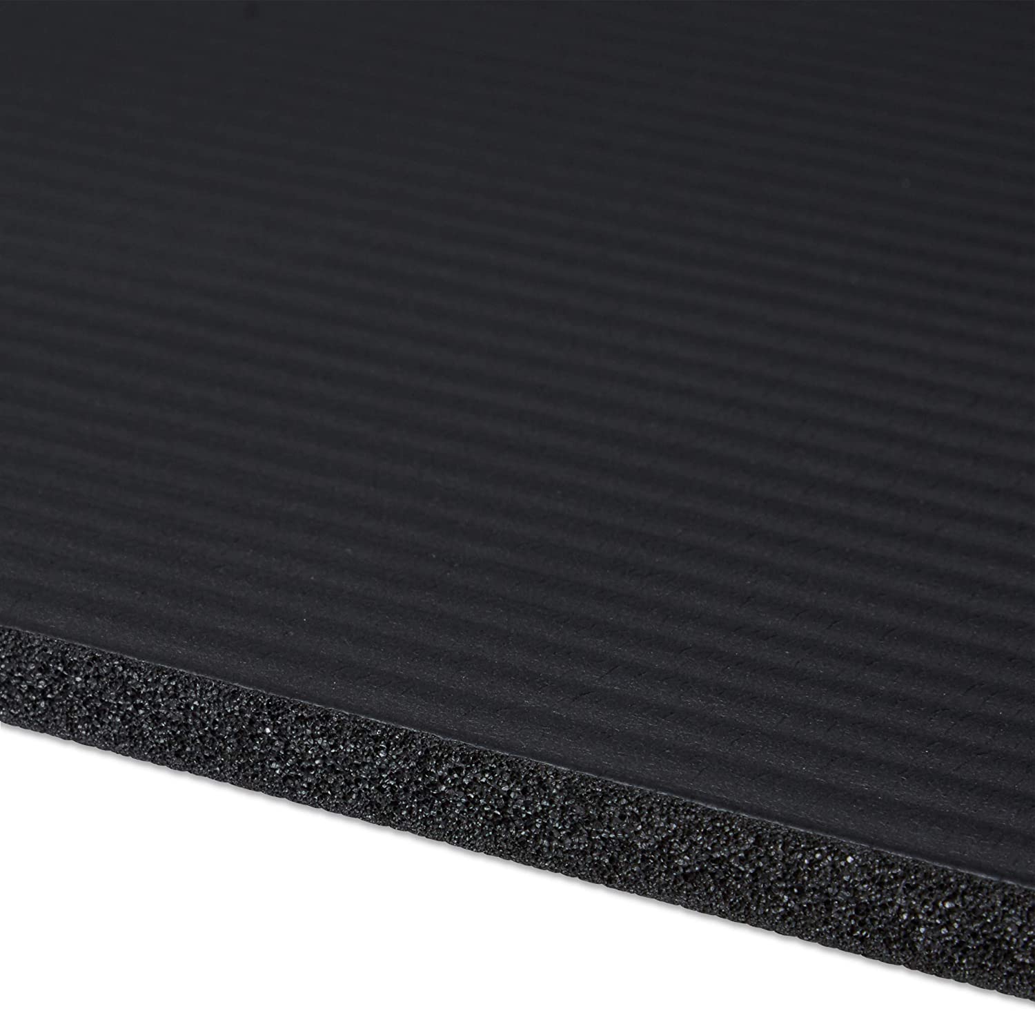 Tappetino yoga spessore 1 cm cinturino in gomma trasporto ginnastica pilates aerobica nero 13_0002843_3