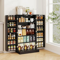Armadietto Dispensa Alto 104 cm, Mobiletto da Cucina con Ante e Ripiani Regolabili, Credenza Autoportante per Sala da Pranzo, Soggiorno, Camere da Letto, 59 x 30 x 104 cm (Nero)