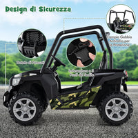 24V Macchina Elettrica per Bambini, UTV Elettrico con Telecomando Cintura di Sicurezza a 3 Punti, 3 Velocità 2,5-4,5 km/h, Partenza Lenta, Veicolo per Bambini di 3-8 Anni (Nero+verde)