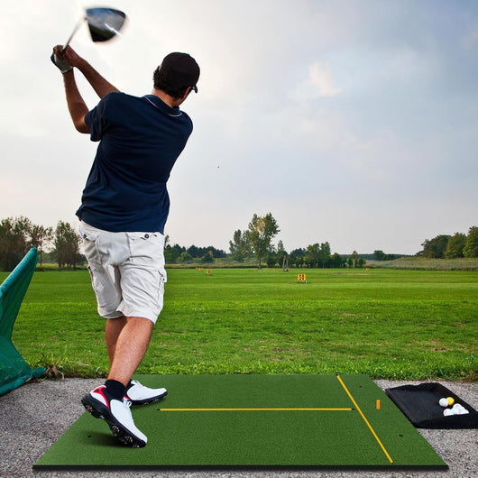 appeto da Allenamento Golf 3-in-1, Tappetino da Allenamento in Erba Sintetica con 2 Punte da Golf, 2 Aste di Allineamento e 3 Fori Preforati per le Punte