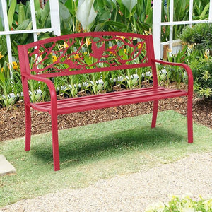 Panchina da Esterno, Panchina in Metallo con Schienale, Sedile Spazioso e Braccioli Ergonomici, Panchina da Giardino, Balcone e Cortile, Portata 280kg, 127 x 59,5 x 62,5 cm