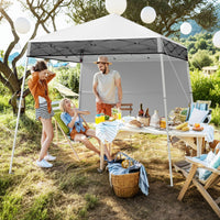 Gazebo Pop-up da Esterno 182 x 182 cm, Gazebo Pieghevole con 1 Parete Laterale, Gambe Inclinabili Regolabili e 4 Picchetti, Tendone Impermeabile per Feste, Campeggio e Picnic (Bianco)