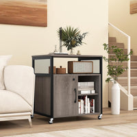 Armadietto per Archivio con Ruote, Mobile Per Documenti con 2 Scomparti, Ripiani Regolabili, Interfaccia USB e TYPE-C, per Soggiorno, Ufficio, Studio, 60 x 43,5 x 65,5 cm (Grigio)