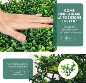 Pianta Finta 50 x 50 cm 12 Pezzi, Pannelli da Parete in Erba Artificiale, Pannelli in PE, Recinzione di Privacy da Interno ed Esterno per Giardino, Cortile e Salotto