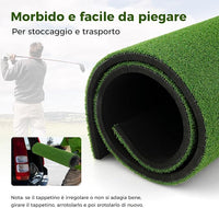Tappeto da Allenamento Golf 3-in-1, Tappetino da Allenamento in Erba Sintetica con 2 Punte da Golf, 2 Aste di Allineamento e 3 Fori Preforati per le Punte