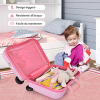 Valigia Cavalcabile per Bambini, 18" Valigia+ 12" Zaino,2 Pezzi, Trolley Bambini Bagaglio a Mano con Ruote Girevoli e Maniglia Retrattile, 2 Cingie Multiuso (Modello 5)