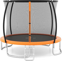Trampolino Elastico per Bambini e Adulti 244 cm/305 cm/366 cm, Tappeto Elastico da Esterno con Rete di Sicurezza, Scala e Telaio in Acciaio Zincato Antiruggine