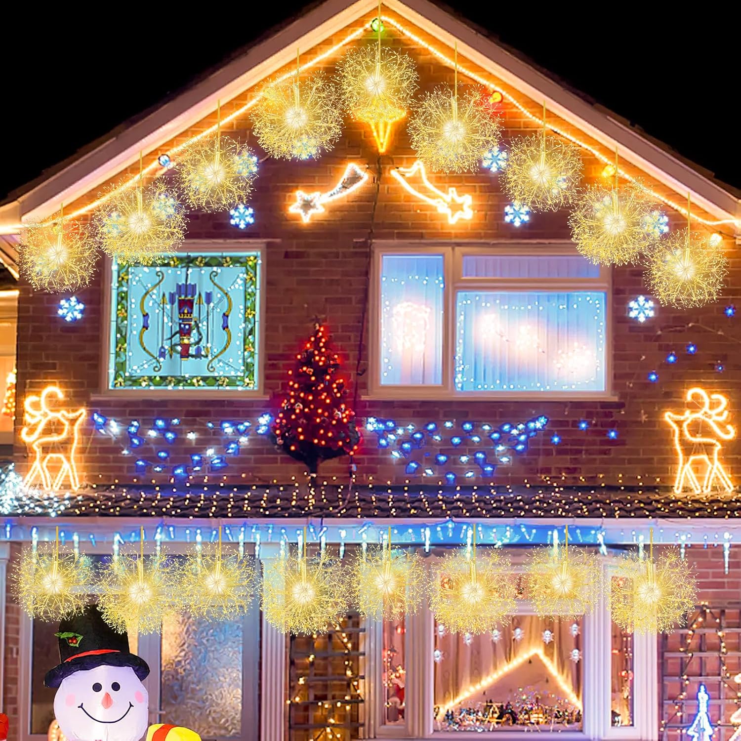 2 Luci a Sfera a LED di Natale, Luce a Sfera Sospese per Esterni con Luci Calde, per Casa, Giardino, Feste