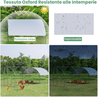 Pollaio per Galline da Esterno, Recinto per Polli in Metallo Zincato con Copertura in PE, Abitazione a Forma di Cupola per Anatre e Conigli per Cortile e Fattoria