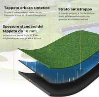 Tappeto da Allenamento Golf 3-in-1, Tappetino da Allenamento in Erba Sintetica con 2 Punte da Golf, 2 Aste di Allineamento e 3 Fori Preforati per le Punte