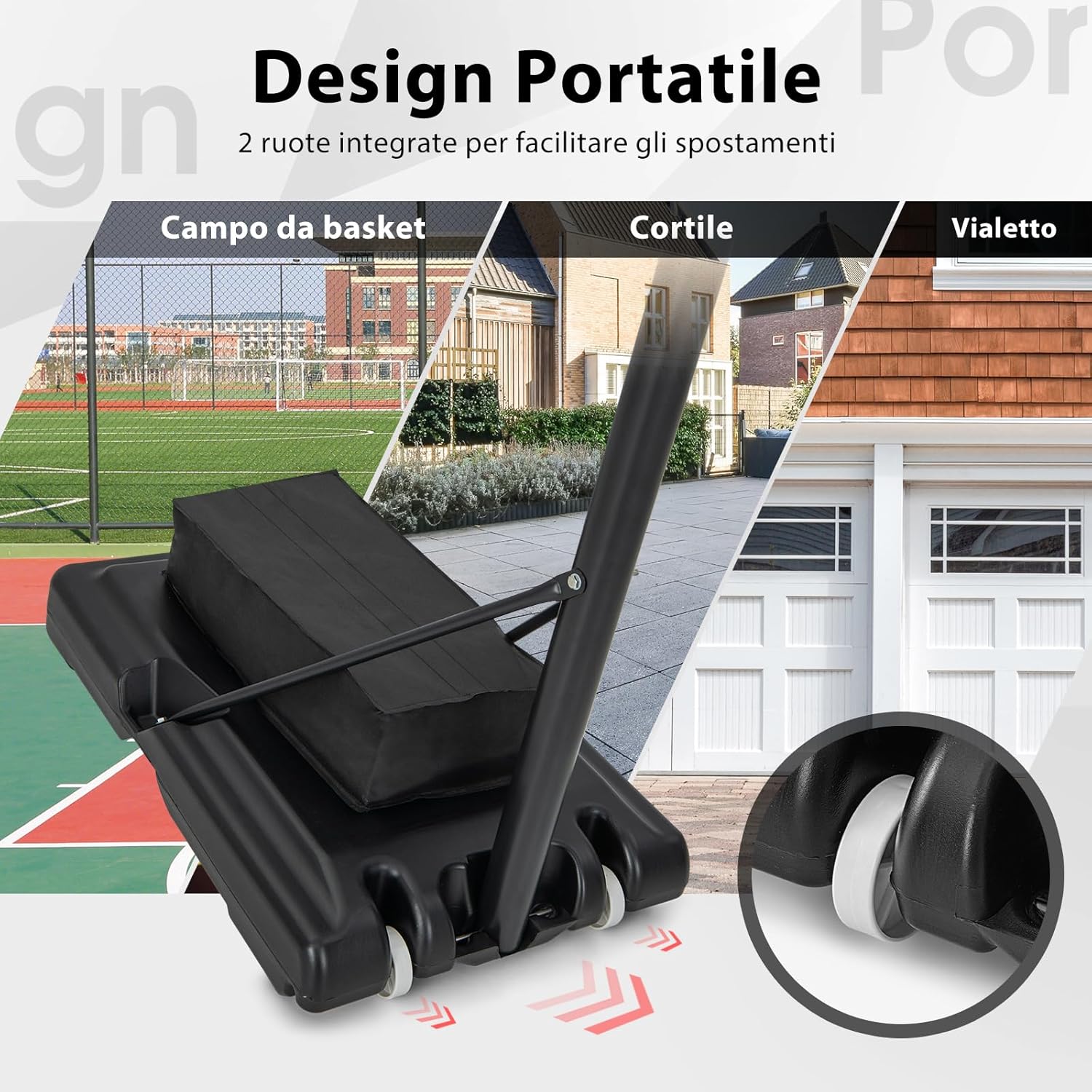 Canestro da Basket Regolabile in Altezza a 11 Livelli, Canestro da Basket Portatile con Tabellone da 110 CM, Base Riempibile e Sacca Peso, Canestro da Basket per Interno ed Esterno