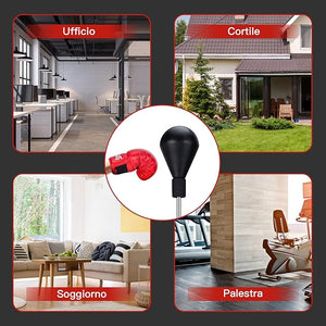 Sacco da Boxe da Terra Regolabile in 4 Posizioni, Sacco da Boxe con Supporto e Base Stabile, Ideale per Adulti e Bambini