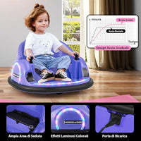 12V Autoscontro Elettrico per Bambini, Macchina Elettrica Cavalcabile con Telecomando, Luci Musica e Imbottitura Anti-collisione, Auto a Scontro per Bambini 18 Mesi + (Viola)