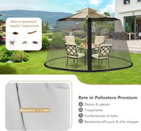 Zanzariera per Ombrellone da Esterno, Zanzariera Regolabile da Patio con 2 Porte a Doppia Cerniera, Rete per Copertura Ombrellone, 12,5 x 2,3 m