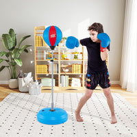 Punching Ball da Terra Altezza Regolabile 120-154 cm, Sacco di Pugilato con Guanti Inclusi, Palla di Boxe con Base per Adulti e Bambini