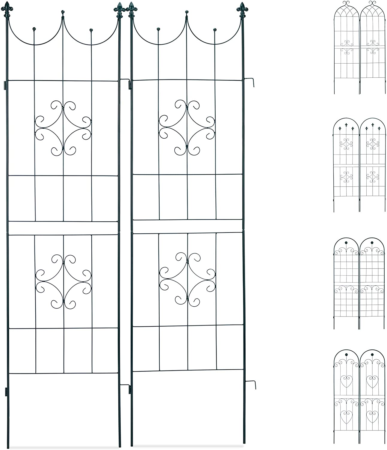 Recinzione a traliccio per piante rampicanti ad arco da giardino in ferro set da 2 verde 13_0002896_3