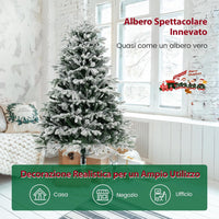 Albero di Natale Innevato135/180 cm, Albero di Natale Pre-Illuminato con Cerniera con 688/1022 Punte di Rami PE PVC & 200/350 Luci LED Bianche Calde per Casa e Ufficio (180 cm)
