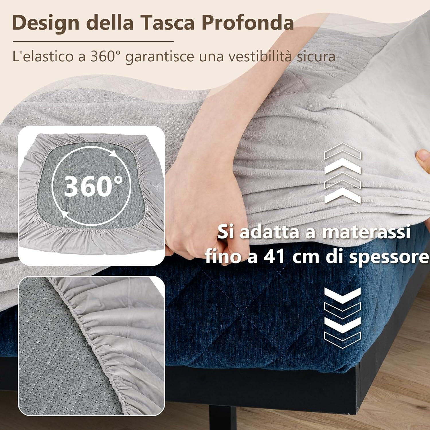 Protezione per Materasso, Coprimaterasso in Velluto Morbido di Lusso con Fondo Antiscivolo, Copertura per Materasso Confortevole con Imbottitura in Spugna (200 x 140 cm)