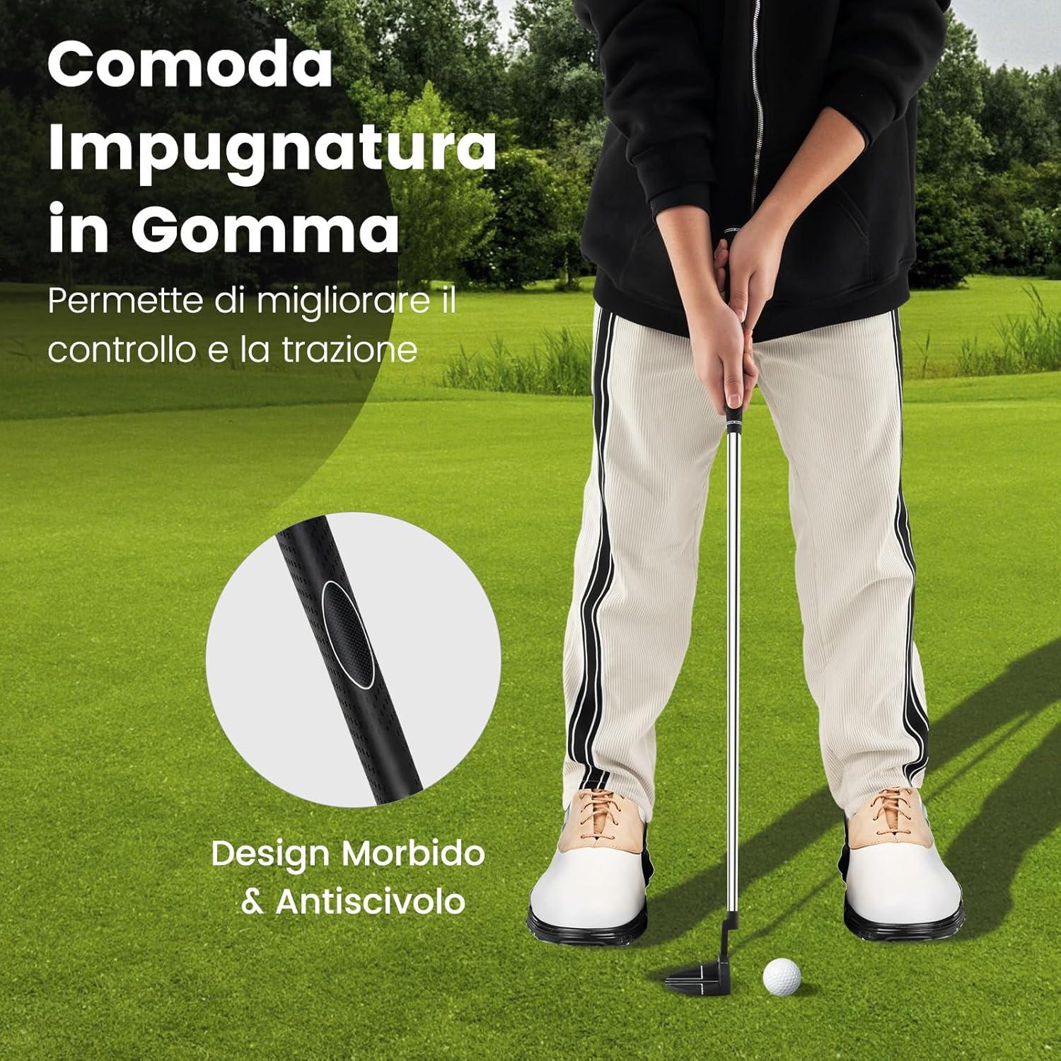 Chipper da Golf, Cuneo da Golf da 89 cm con Linee di Allineamento per Migliorare la Precisione, Club da Golf per Destrorsi