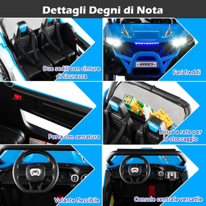 12V Auto Elettrico per Bambini, Macchina Fuoristrada a 2 Posti, Macchina Elettrica con Luci Suoni, Regalo per Bambini 3-8 Anni, 118x74x71 cm (Blu)