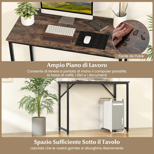 Scrivania per Computer 100 x 50 x 77 cm, Scrivania Moderna e Salvaspazio in Metallo Resistente con Piedini Regolabili, Scrivania Versatile per Casa e Ufficio (Marrone)