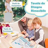 Cavalletto per Bambini, Lavagna Magnetica a Doppia Faccia Regolabile in Altezza, Tavolo da Disegno Staccabile con Manico Portatile e 2 Tazze, per Bambini 3 Anni + (Verde+Blu)