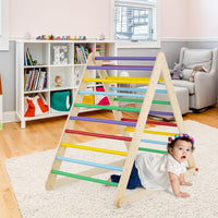 Arrampicata per Bambini, Triangolo da Arrampicata in Legno con Scivolo, Scala Giochi Pieghevole per Bambini 3+ Anni, Carico 60 kg (colorato)