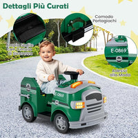 Macchina Elettrico per Bambini 12V, Auto Cavalcabile con Pala, Estintore, Scala, Casco di Sicurezza, 4 Ruote, Sirena e Clacson, Camion Realistico dei Pompieri per Bambini 3-8 Anni (Verde)