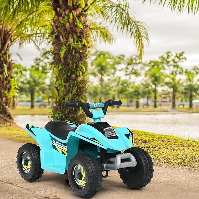 6V Quad Elettrico per Bambini, Mini Quad da Spiaggia con Funzione Avanti/Indietro, Velocità Massima 4,6 km/h, Regalo per Bambini 3 Anni+ (Blu)