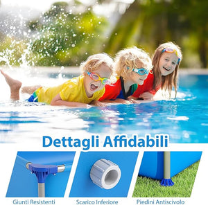 Piscina Fuori Terra, Piscina Pieghevole e Rettangolare da Esterno per Bambini 3+ Anni con Struttura Metallica, Pareti in PVC Robusto, per Cortile, 228 x 159 x 42 cm