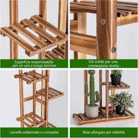 Scaffale per Piante da Interno ed Esterno, Porta Fiori di Legno a 5/6 Livelli, Porta Vasi per Giardino, Balcone e Soggiorno (5 livelli)