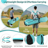 Borsa da Golf con Divisori Superiori a 8 Vie & 5 Tasche con Cerniera, Tracolla Regolabile a Doppia Spalla, Cappuccio Antipioggia e Portombrelli, Sacca da Golf per Donna e Uomo