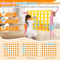 Forza 4 Gigante, Forza Quattro per Bambini con Canestro, Palla, 5 Anelli e 42 Piedine, Giochi Educativi da Esterno ed Interno per Vacanze e Feste, Ideale per Bambini +3 Anni