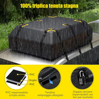 Borsa per Tetto Auto, Borsa Portapacchi Impermeabile per Tutti i Veicoli con/Senza Barre Portapacchi, con Tappetino Antiscivolo, Corda, Lucchetto e Ganci (100 x 130 x 43 cm)