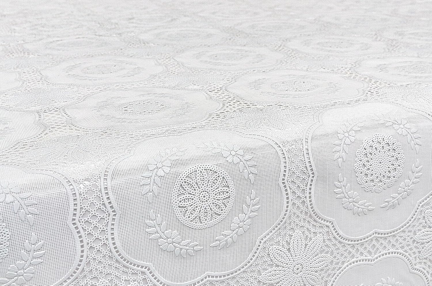 Tovaglia Plastificata 137x220 cm Ricamata Pizzo 3D Copritavolo Antimacchia Idrorepellente Dis.E